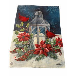 Studio M Garden Flag Cardinal Christmas Lantern Poinsettia